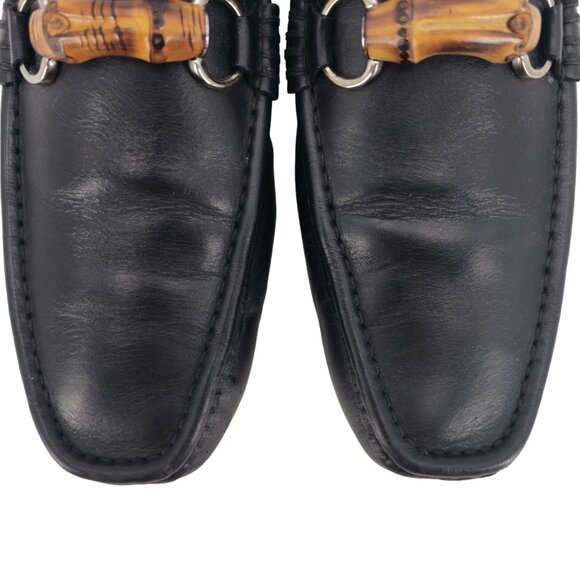Authentic Gucci Bamboo Bit Driving Loafer Men 9.5 Black Leather Dress Shoe Italy - Picture 13 of 14